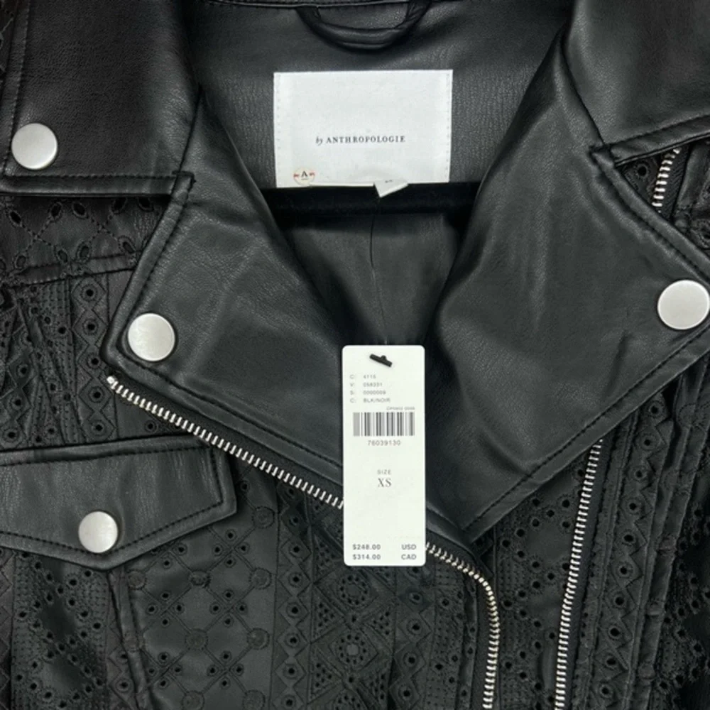 Anthropologie Faux Leather Eyelet Jacket - Picture 7 of 7